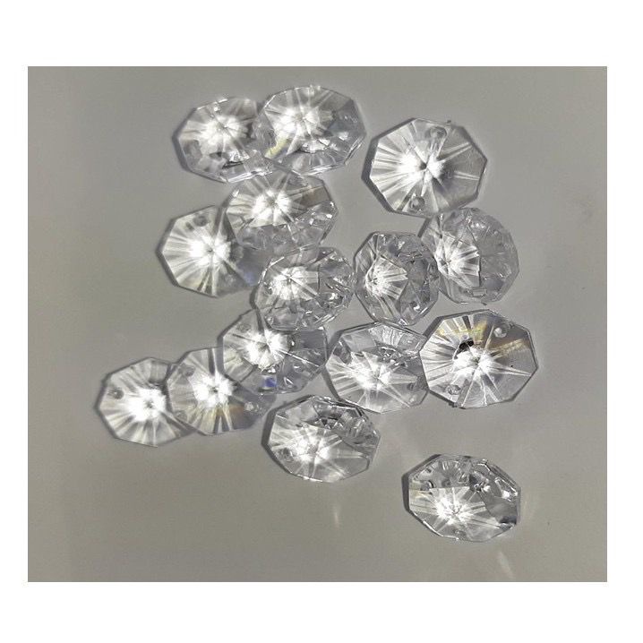 Castanha de acrilico cristal 14mm para montagem de lustres e decoração em Oferta na Shopee