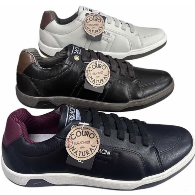 sapatênis ferracini masculino couro natural 7037