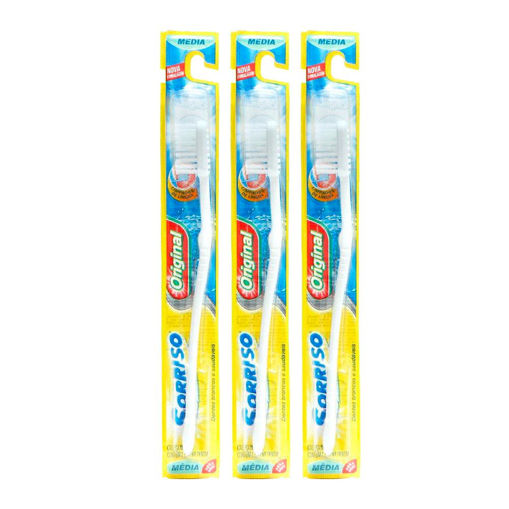 Kit 3 Escova Dental Sorriso Original Média - Health