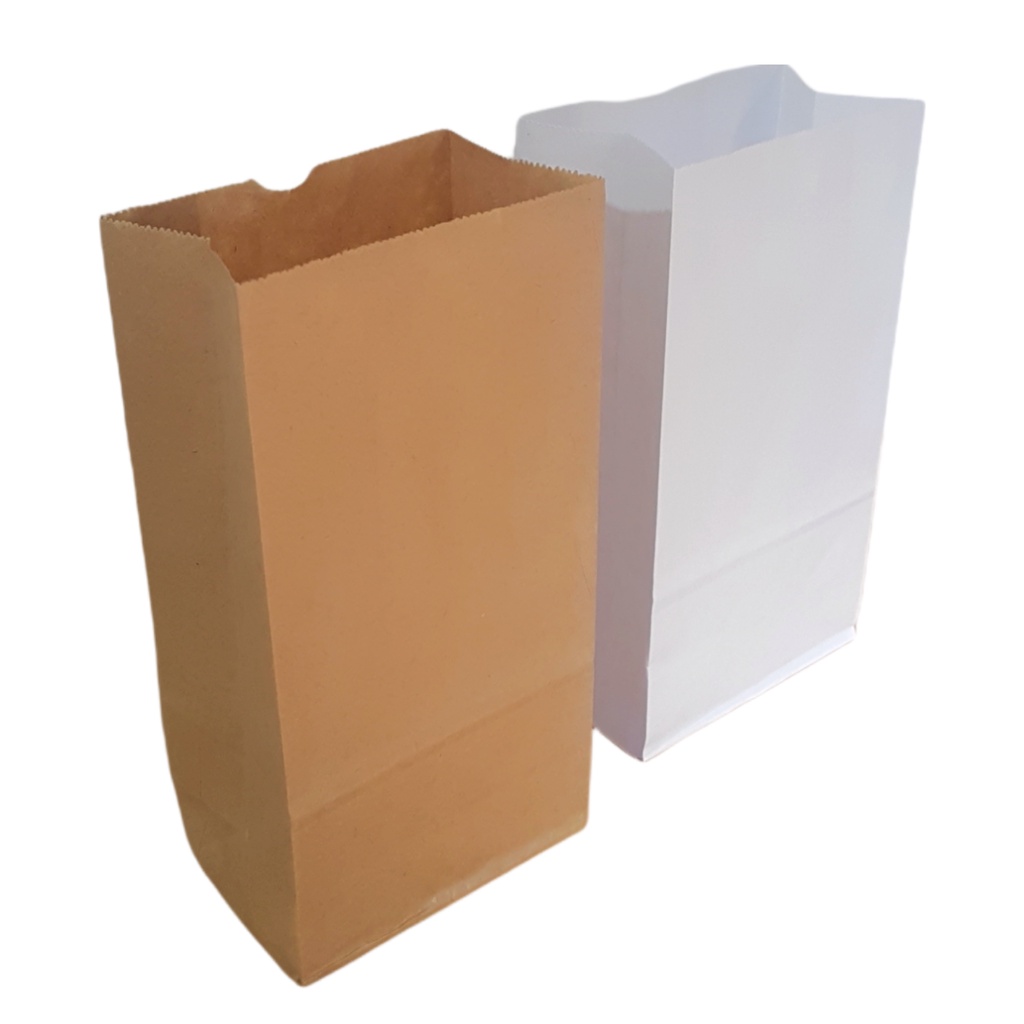 Saco Kraft Delivery com 50 un em três Tamanhos P Embalagem de Papel nas cores Branco Pardo e Creme