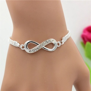 Strass Pulseira Infinito Jóias Número Charme Pingente Flange 8 Das Mulheres Dos Homens Casal Pulseiras Para O Amante Amigo Presentes