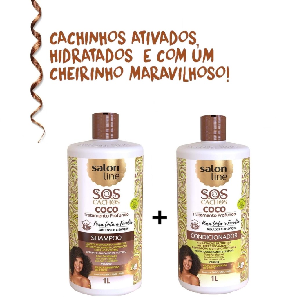 Kit Salon Line Sos Cachos Coco Shampoo Condicionador 1l Shopee Brasil