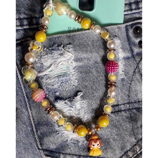 Strap Phone/ Cordão de Celular/ Bela/ A bela e a Fera/ Princesas/Personalizados