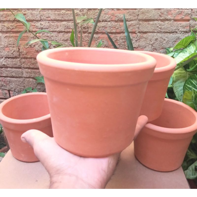 vaso de barro cerâmico / azaléia /kit 3 vasos.