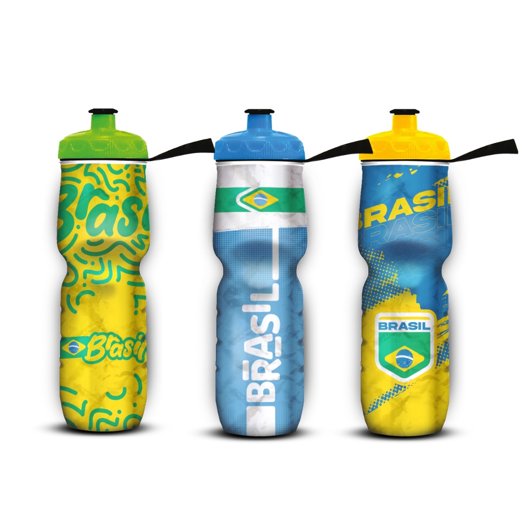 Garrafa Squeeze BRASIL Caramanhola Térmica Cratos 590 e 710ml Bike e Esportes