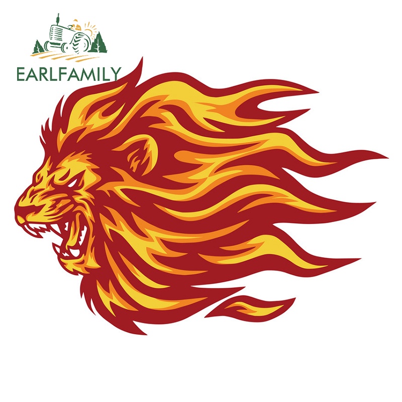 EARLFAMILY 13cm x 9.7cm Para Rugindo Leão Flamejante Fogo Decalque Automático Moda Pára-Choques Decoração À Prova De Ris