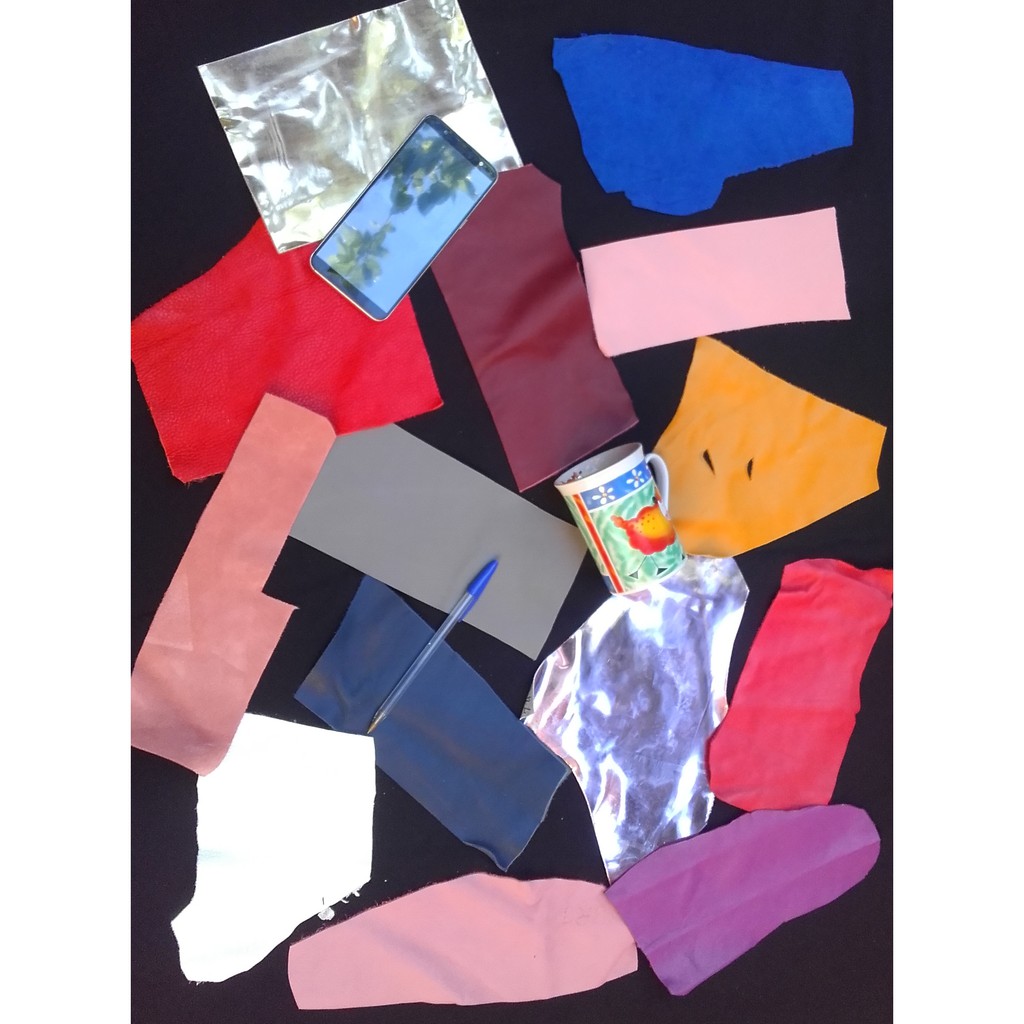 17kg Retalhos Médios Couro Legítimo Diversos Tipos e Cores