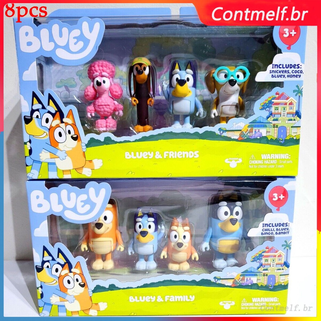 8pçs Bluey Família Brinquedo Ação Figura PVC Amigos Modelo Bonecas Para  Crianças Presente - Desconto no Preço