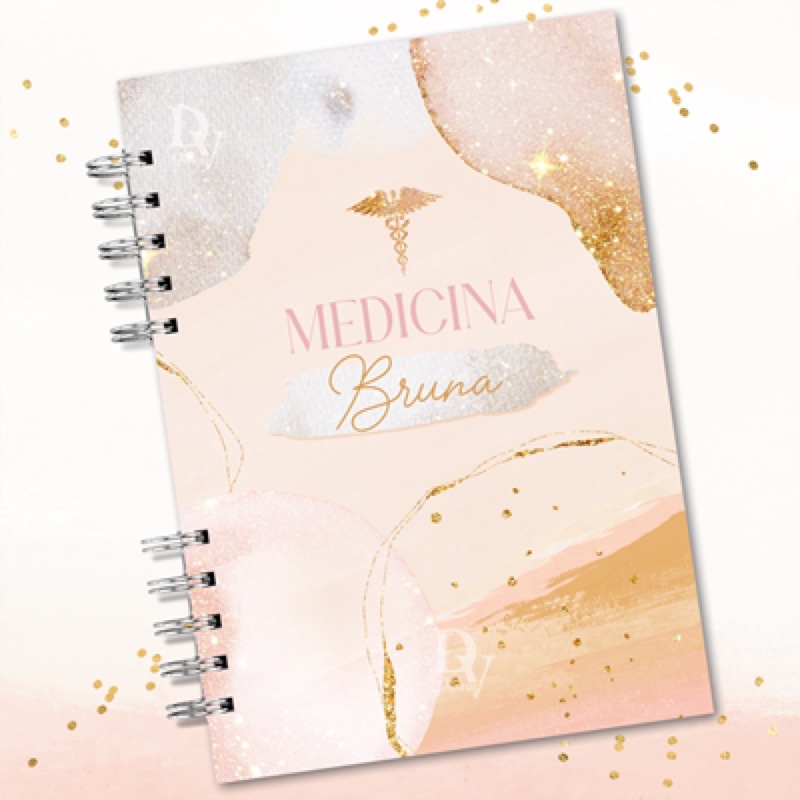 Caderno Medicina pautado faculdade Profissões Médica 2026 Capa Dura Personalizado com nome