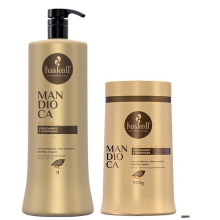Kit Haskell Mandioca Shampoo 1 Litro + Máscara Hidratação 900g