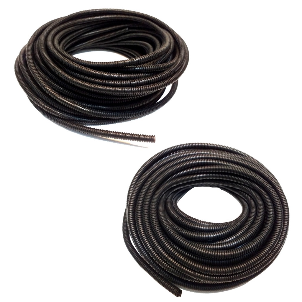 Kit Rolo Tubo Espaguete Conduite Corrugado 4,5mm e 7,5mm 20 Metros De Cada Mangueira Preto Para Chicotes Fios Elétricos