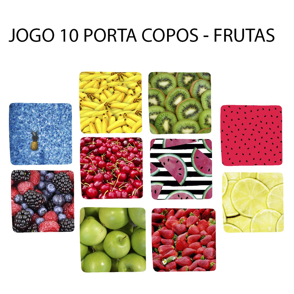 Kit 10 Porta Chopp Personalizado Linda Coleção Frutas e Flores Quadrado ...