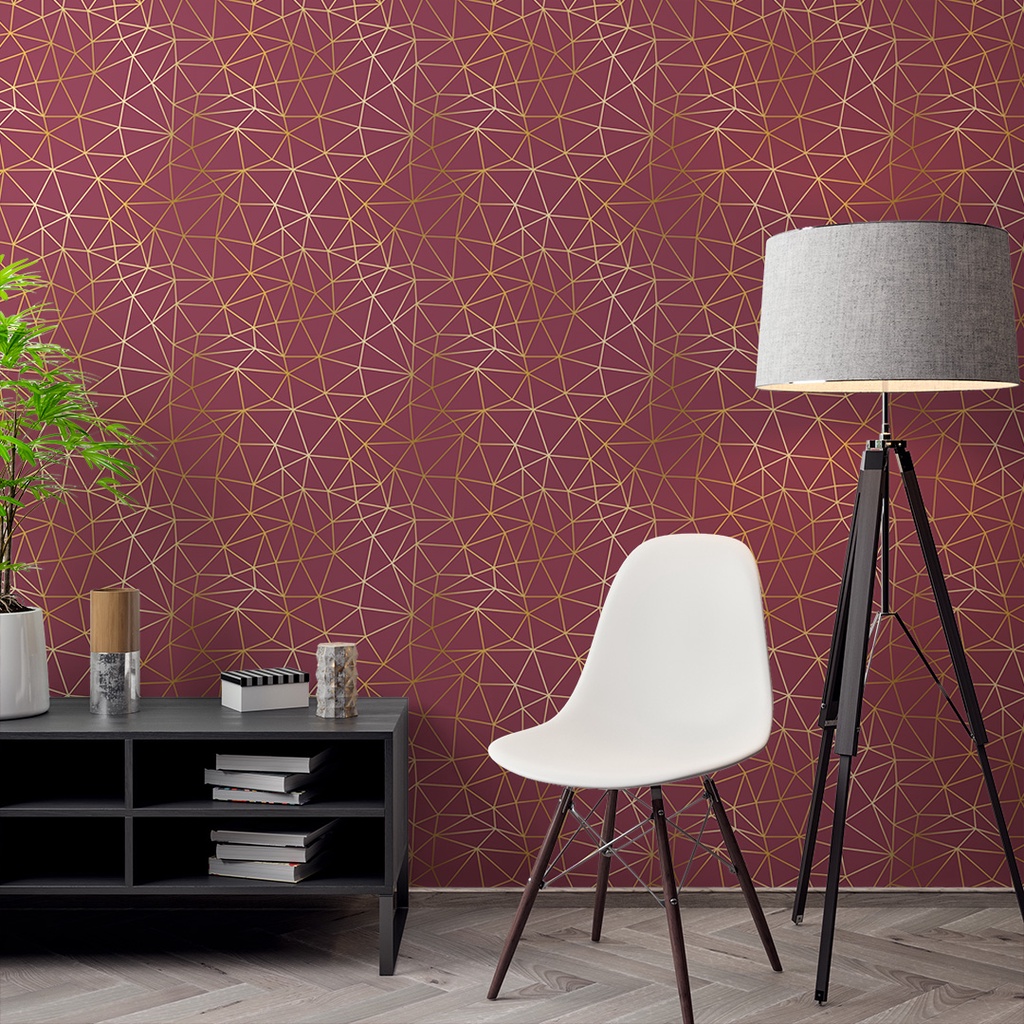 Papel de Parede Adesivo Zara Silver Vinho e Dourado Gold Tons Escuro Adesivo Lavável - Pro Decor