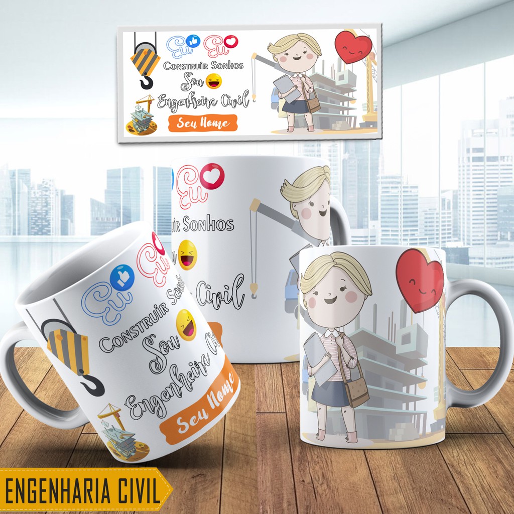 Caneca Personalizada Engenharia Civil Engenheira 2330