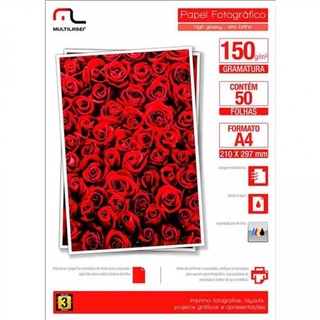 Glossy Paper A4 com 50 Folhas Multilaser - PE003