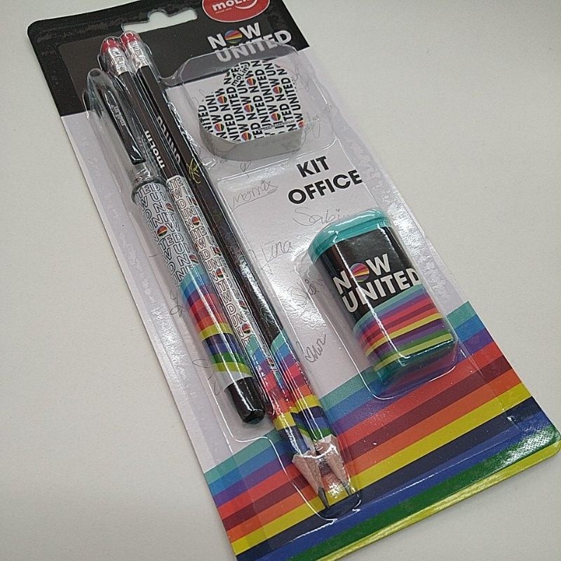 Kit Escolar Office Lápis Borracha Apontador Now United - Molin