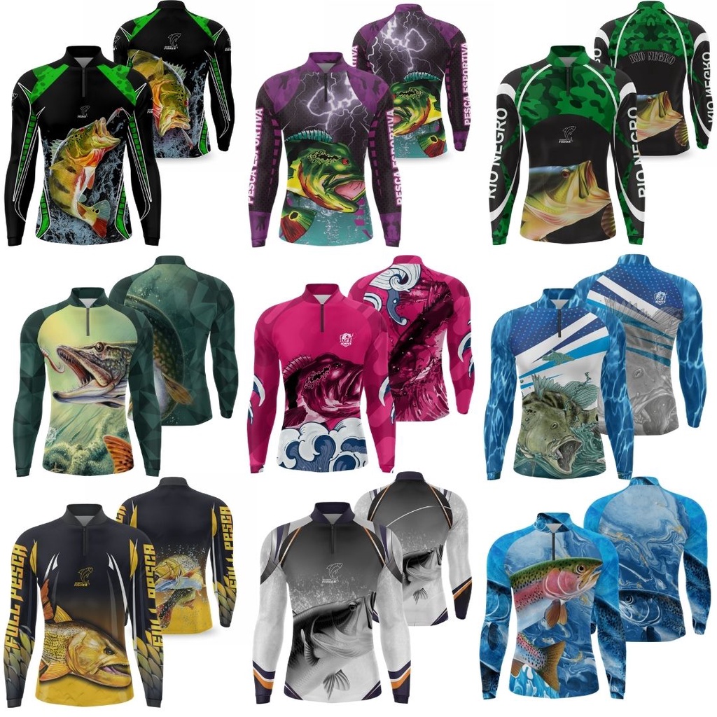 Camisa de pesca feminina água salgada e ossos verão manga longa t