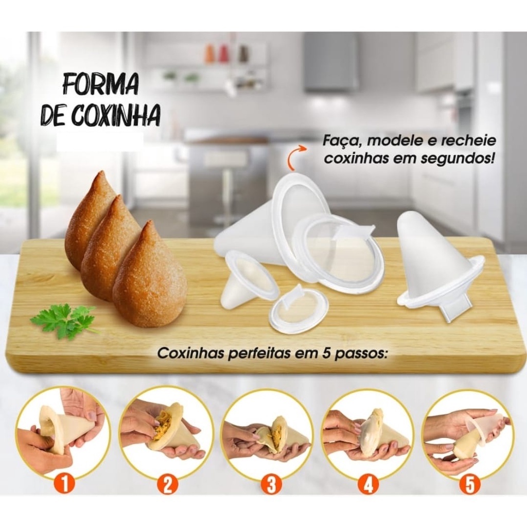 Kit Formas Forminhas Modeladora Molde Para Coxinha 3 Tamanhos  Keita Cx03