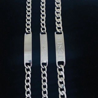 Pulseira Masculina Elos Com Placa Escrito Jesus\pai nosso\lisa  Aço Inox em Oferta na Shopee