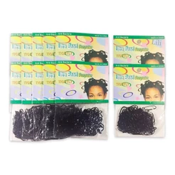 12 Pacotes Elastico de cabelo infantil coloridos e preto feminino/silicone para cabelo beleza 720un