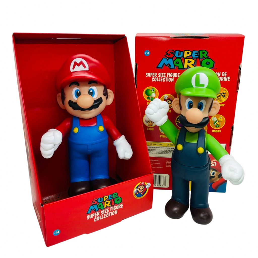 Combo Boneco Mario e Luigi Vinil Collection Brinquedo Jogo 22cm Colecionável Brinquedo