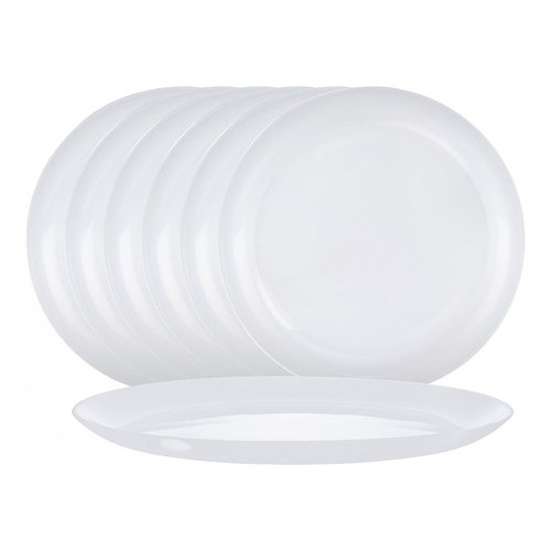 Jogo de Pratos de Vidro Branco Raso Redondo 26cm 6 Pcs em Oferta na Shopee