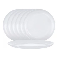 Jogo de Pratos de Vidro Branco Raso Redondo 26cm 6 Pcs