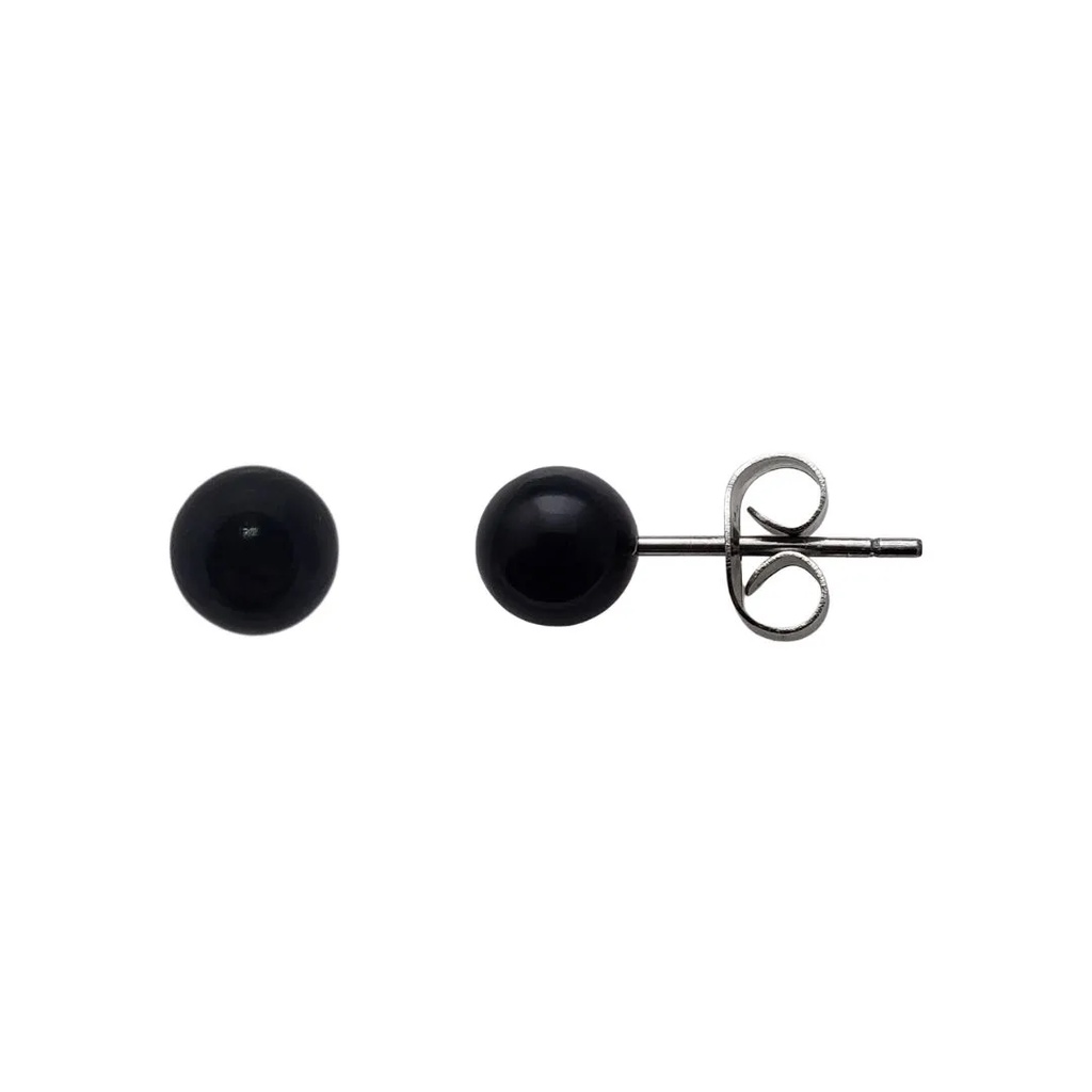 Brinco De Bolinha Preto - Aço Inoxidável Antialérgico
