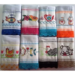 Pano de Prato Aplicado Bordado ou Pintado - 5 unidades OFERTA em Oferta na Shopee