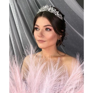 KIT Coroa Tiara Porta Coque + Brincos Prata Noiva Rainha Cristais Azul Cabelo Penteado Casamento Festa de 15 Anos em Oferta na Shopee