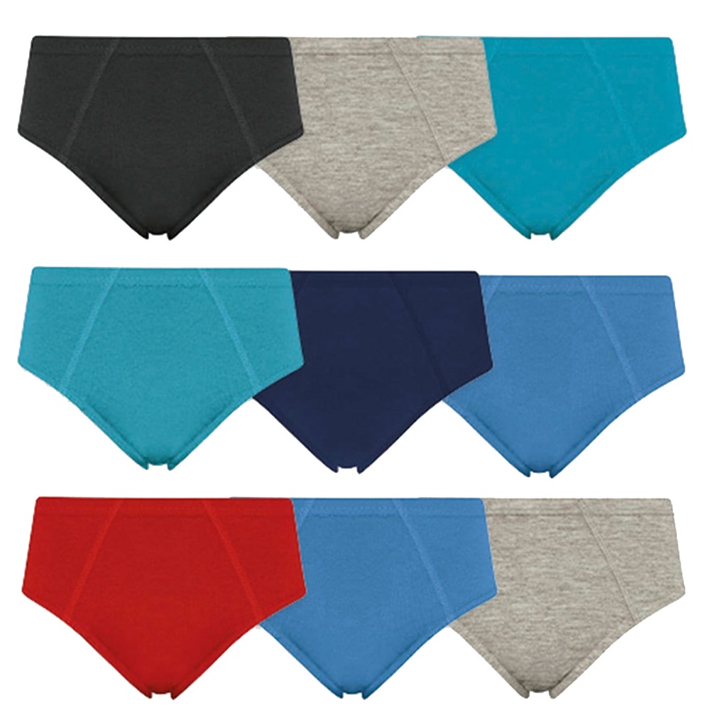 3 Cuecas Infantil Selene Slip Tanga Algodao Sem Estampa Menino Criança Vermelho Cinza Preto Azul Verde Conjunto