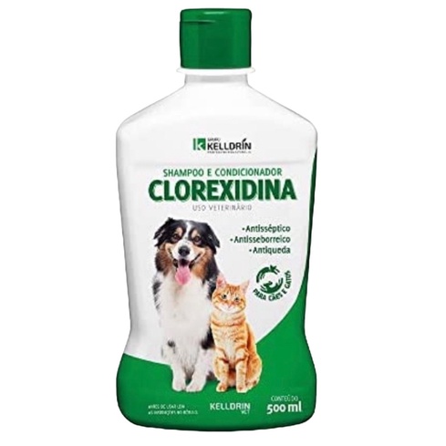 Shampoo e condicionador 5 em 1 Kelldrin 500ml Clorexidina