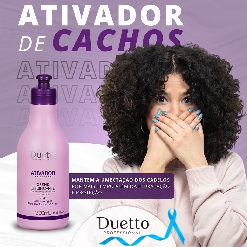 Creme Umidificador Ativador Cachos Duetto Profissional 330ml