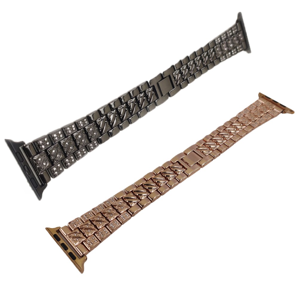 Kit 2 Pulseiras Smartwatch Luxo Pedra Strass Smartband Aço 3 Elos Relogio inteligente