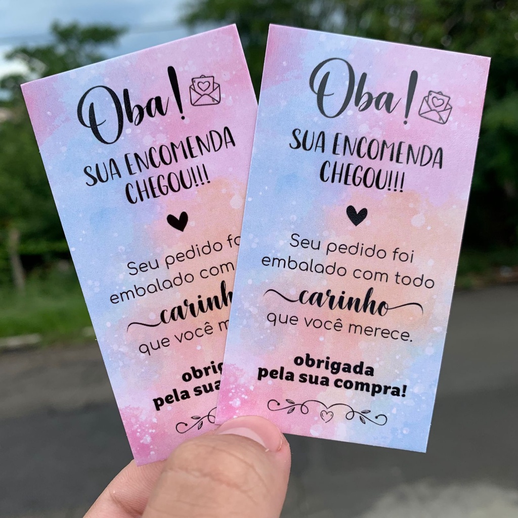 CARTÃO DE AGRADECIMENTO - Oba, sua encomenda chegou!