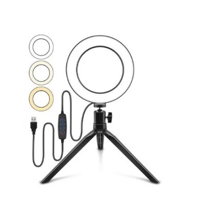 Kit Completo Ring Light 8 polegadas Com Tripé Dimmer Youtuber Selfie Pro