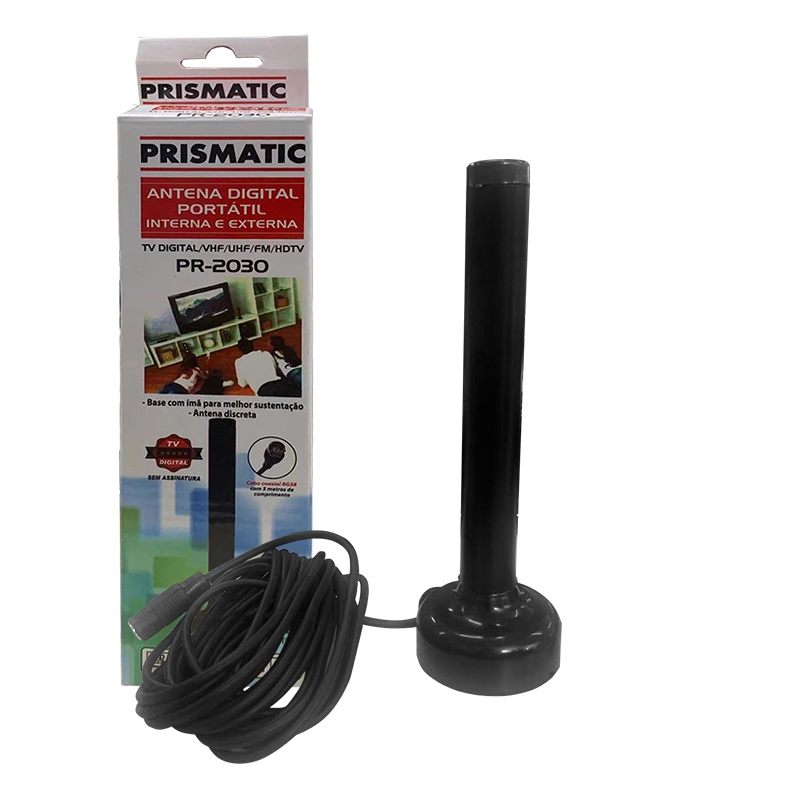 antena digital portátil interna e externa 5m  TV digital VHF UHF FM HDTV PR-2030