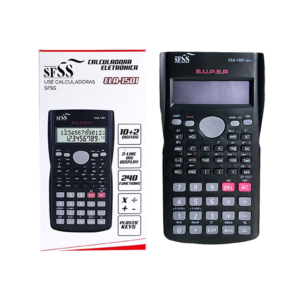 Calculadora Científica Com 240 Funções 10+2 Dígitos Com Capa Matemática Calculo Faculdade Engenharia Financeiro Classe
