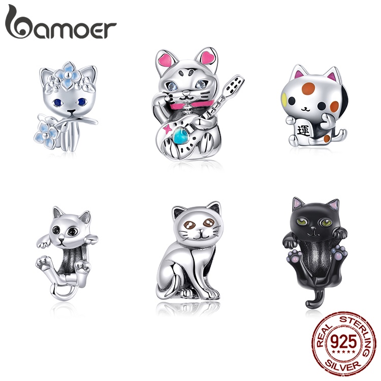 Bamoer 925 Prata 9 Estilo Gato Em Forma De Presentes De Moda Para Acessórios De Pulseira diy BSC208