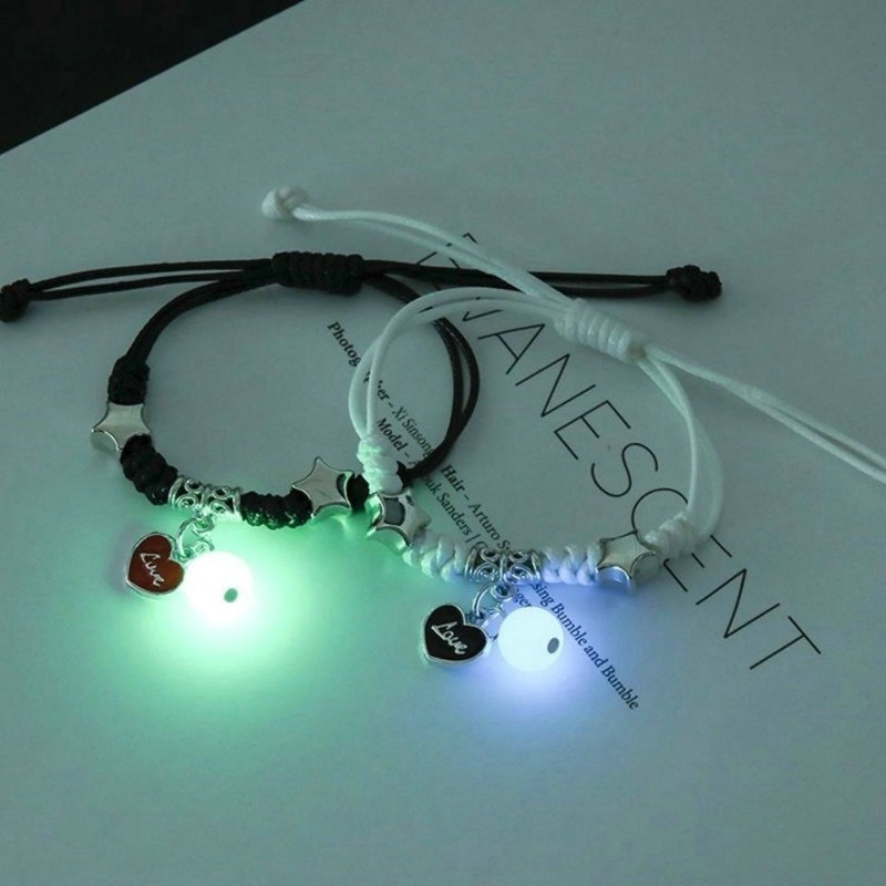 2 Pçs Pulseira Luminosa Tecido Ajustável Moda Unissex Masculina Casais Jóias Acessórios