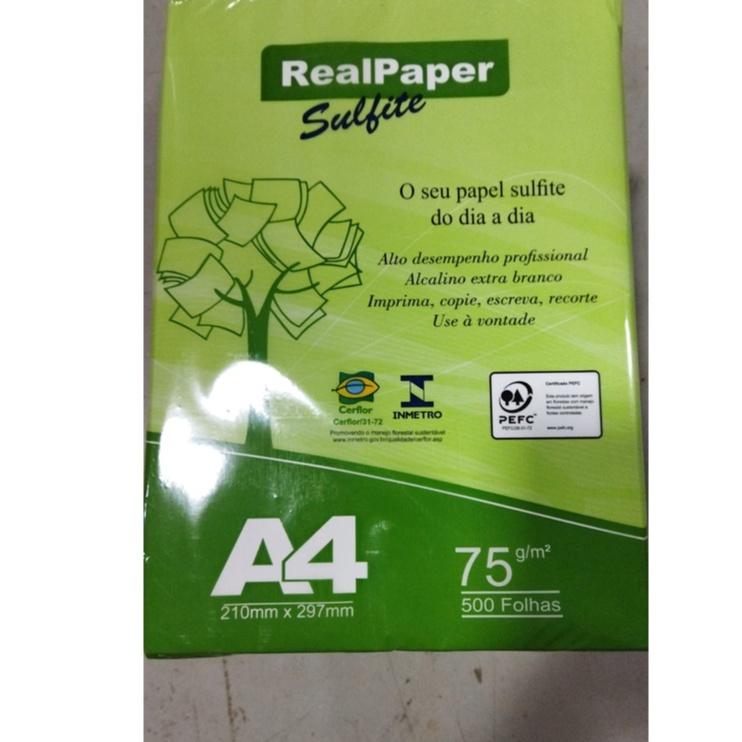 Pacote De Papel Sulfite A4 Branco 210x297mm 75g 500 Folhas 1 Resmas Realpaper Shopee Brasil 0697
