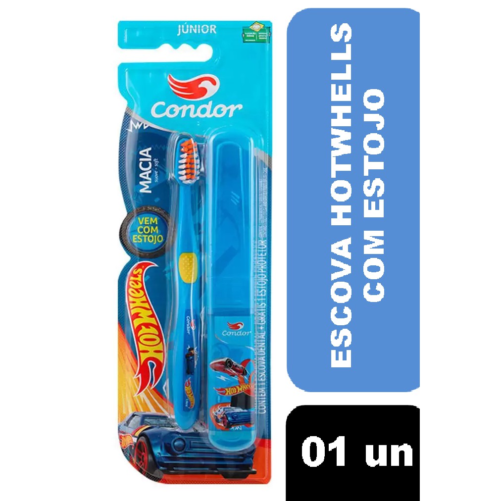 Escova Dental + Estojo Condor Júnior Hot Wheels em Oferta na Shopee