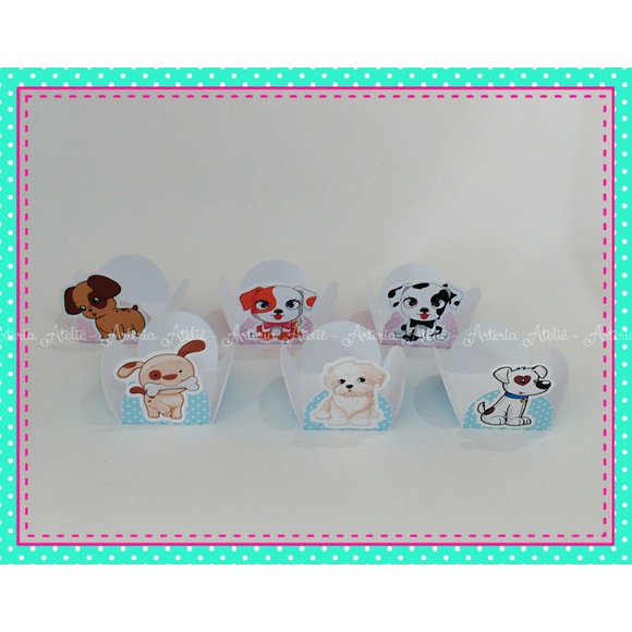 50 Forminha de Doces (caixeta doce) Personalizados Lembrancinha Tag Festa Aniversário Pet Shop Cachorro Cachorrinho Rosa