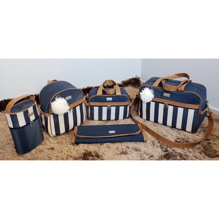Kit Bolsas de Maternidade Para Bebê Coleção Listras Térmica Impermeável