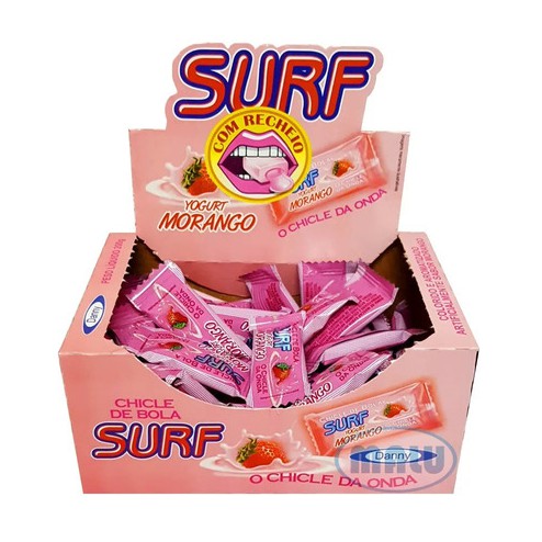 Chiclete Goma de Mascar Chicle de Bola Surf Yogurt de Morango 160g- Danny