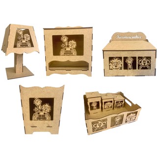 Kit Higiene Bebê 8 Peças Safari MDF CRU em Oferta na Shopee
