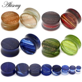 Alisouy New 2PCS Glass Flower Women Ear Plug Gauges Brincos Expansor De Carne Túnel Jóias Corporais De Maca 6-20mm