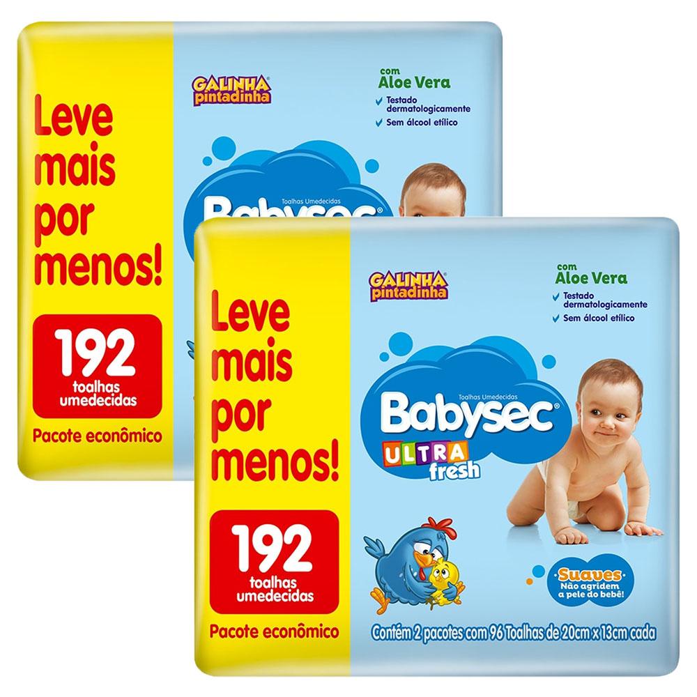 Kit 2 Lenços Umedecidos Babysec Galinha Pintadinha Ultrafresh 192 unidades cada