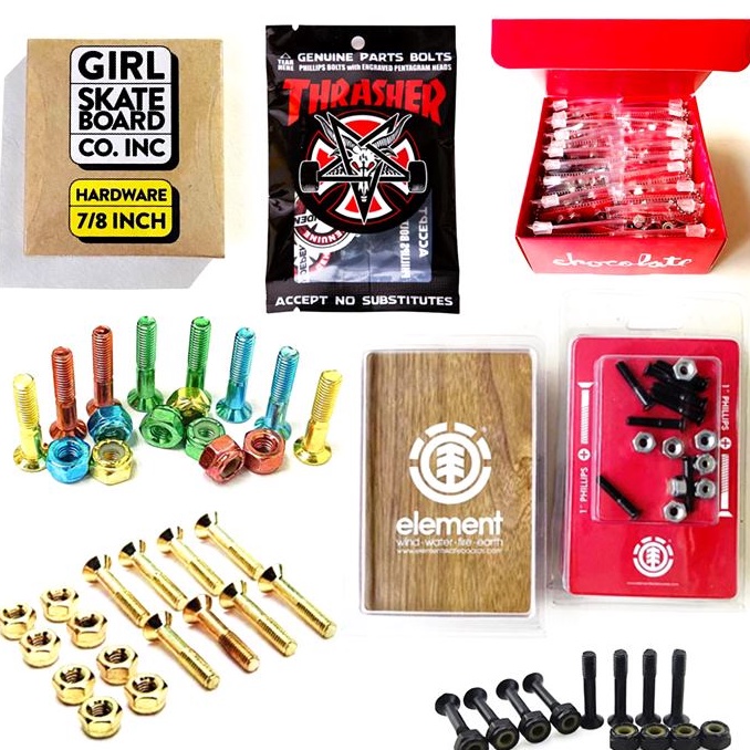 Skateboard Hardwares 1'' 7/8'' Skate Accessories Durable Screws 8 Bolts 8 Nuts Skateboarding Skate Parts