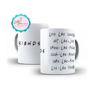 Caneca Branca Porcelana Live Like Friends Série Mega Oferta